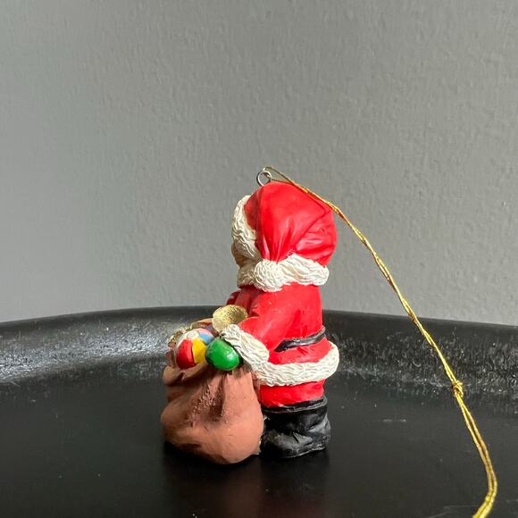 Red White Enesco 2 1/2" Santa Bear with Bag Figurine Ornament - Picture 4 of 8